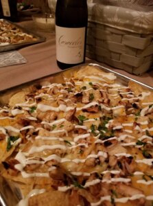 Grilled chicken nachos with lime crema