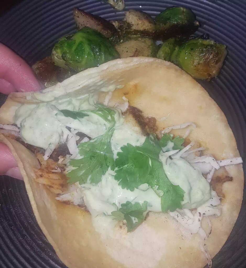 Blackened fish tacos with creamy avocado sauce