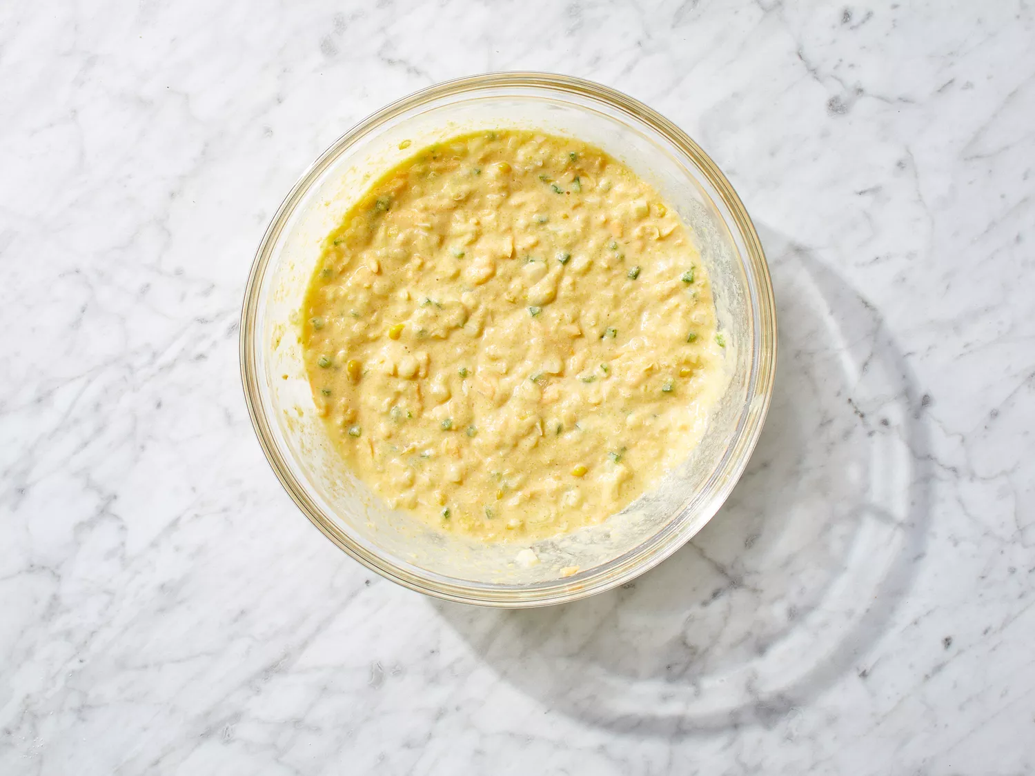 cornmeal mixture stirred into the egg mixture.
