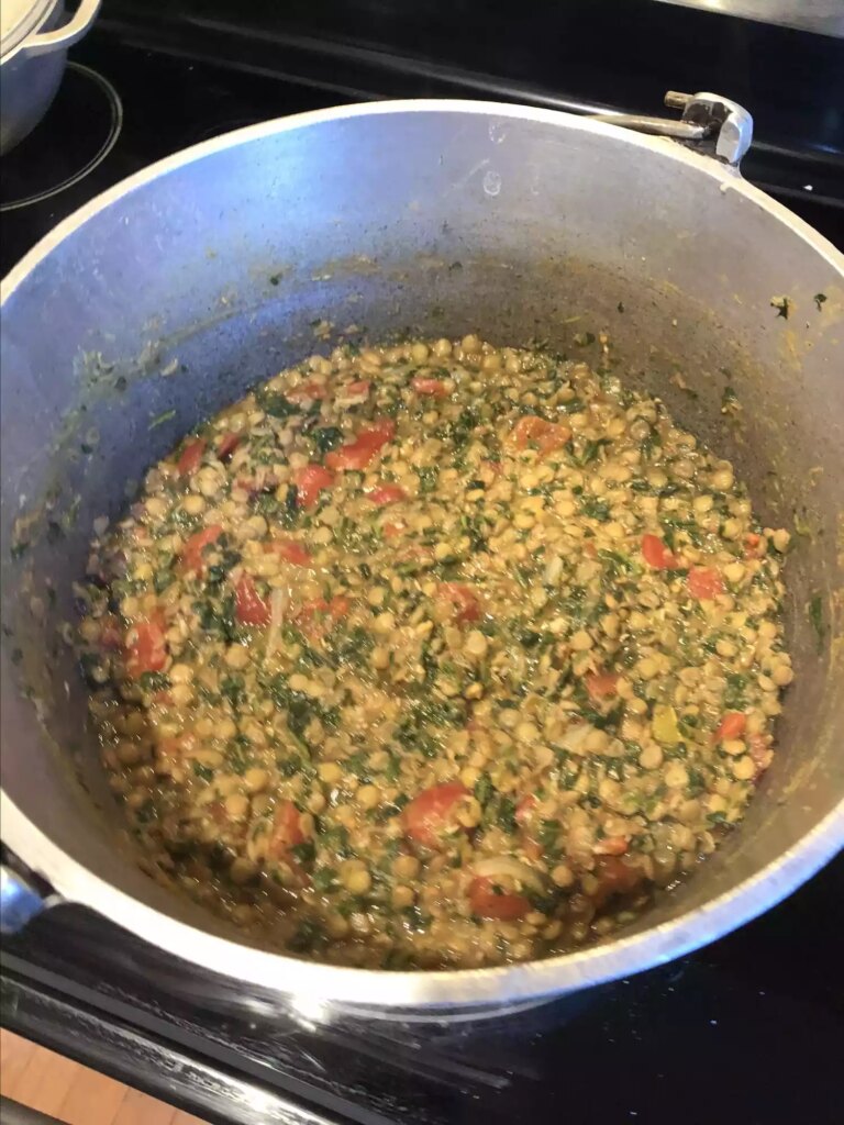 Indian lentils and spinach
