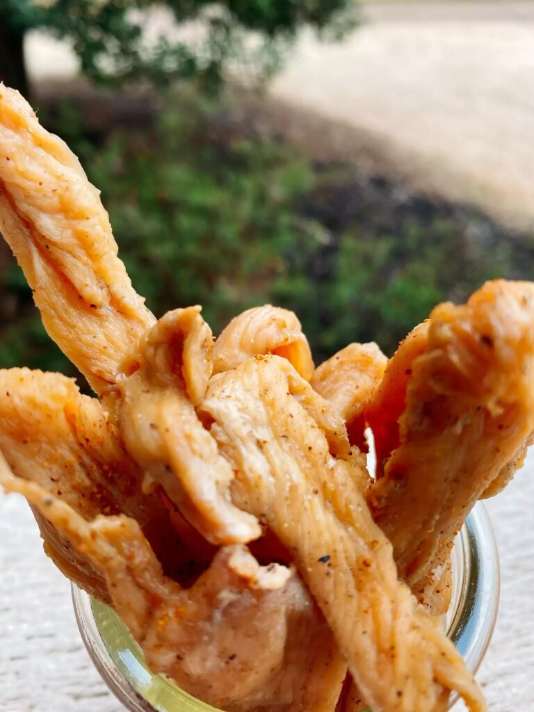Spicy chicken jerky in the air fryer