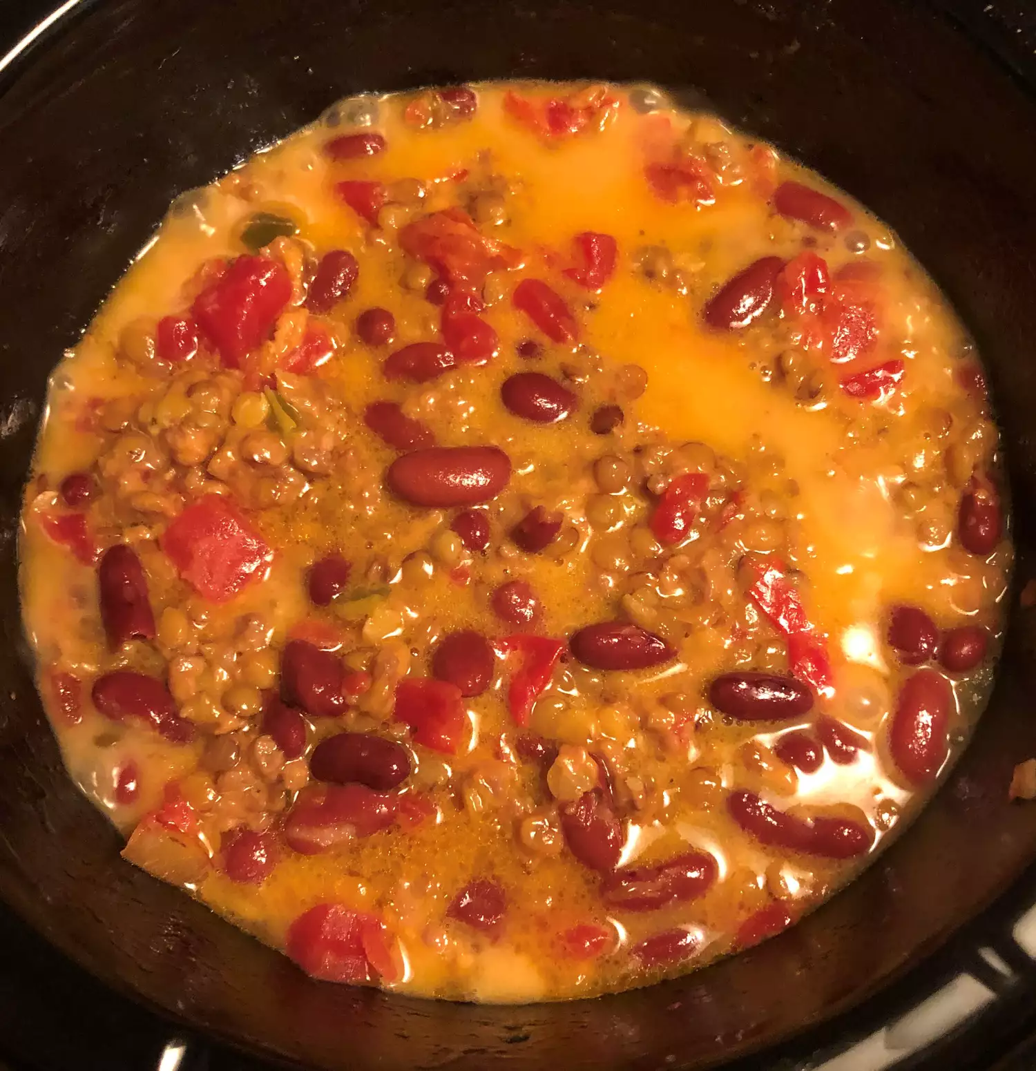 Slow cooker lentil nacho dip