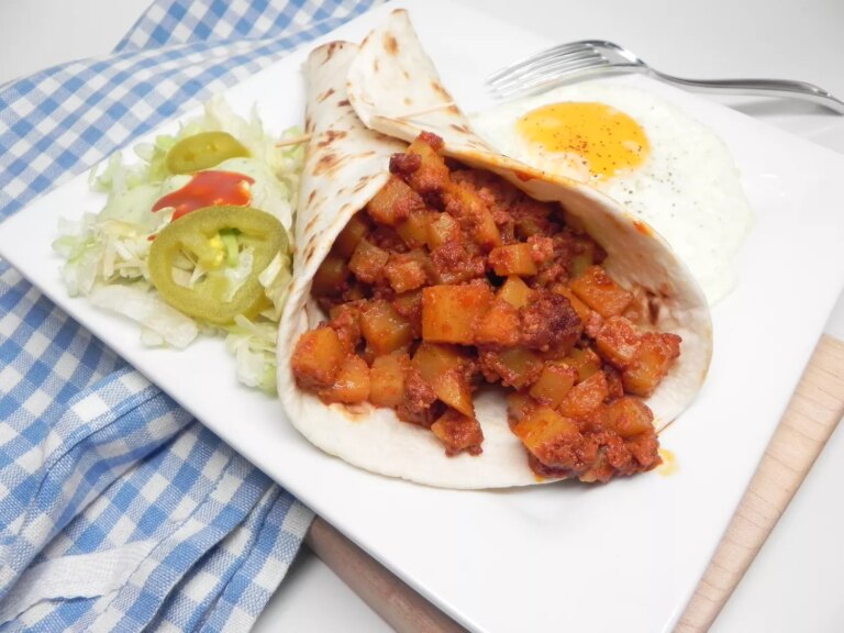 Burritos with mexican chorizo and potatoes