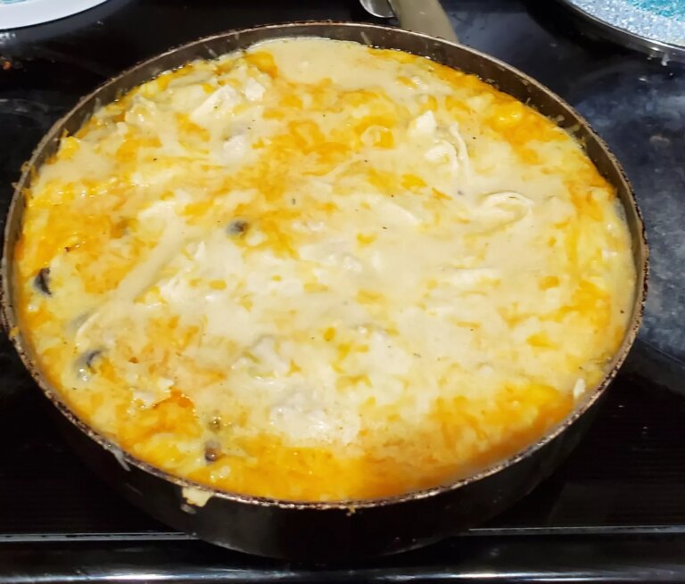 One pan sour cream chicken enchilada skillet