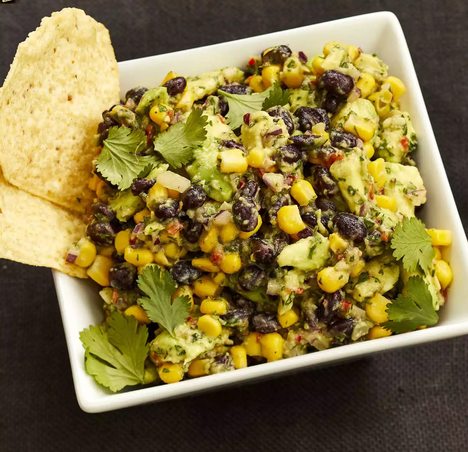 Corn and black bean guacamole