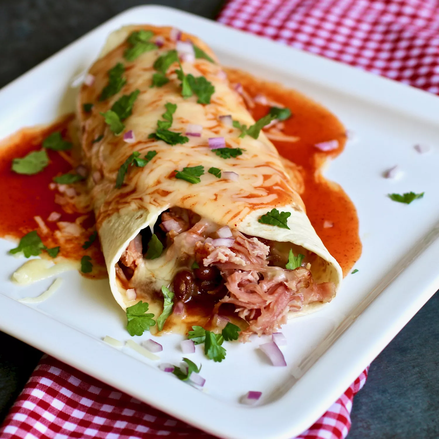 Quick and easy pulled pork burritos