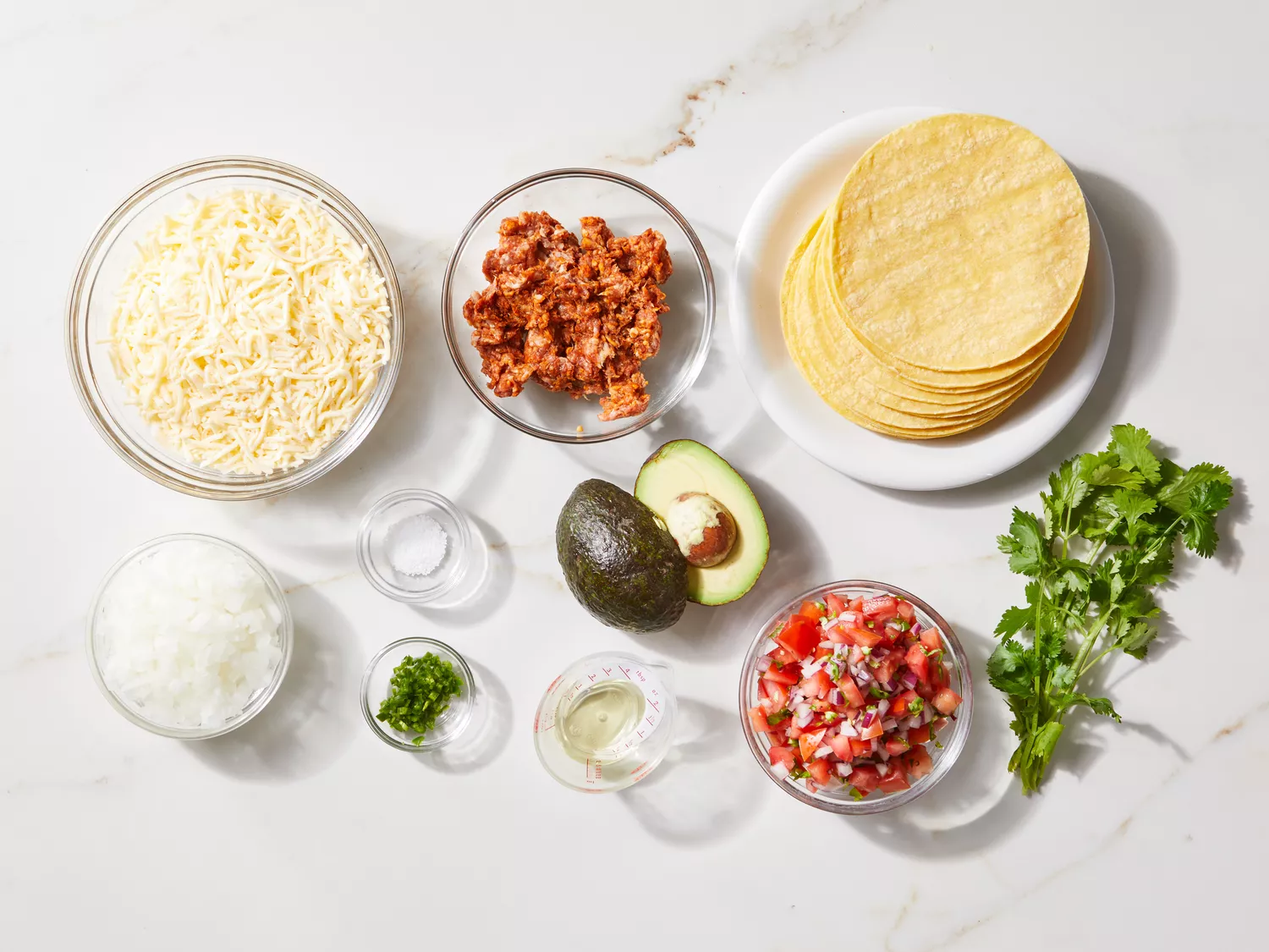 All ingredients to make queso fundido dip