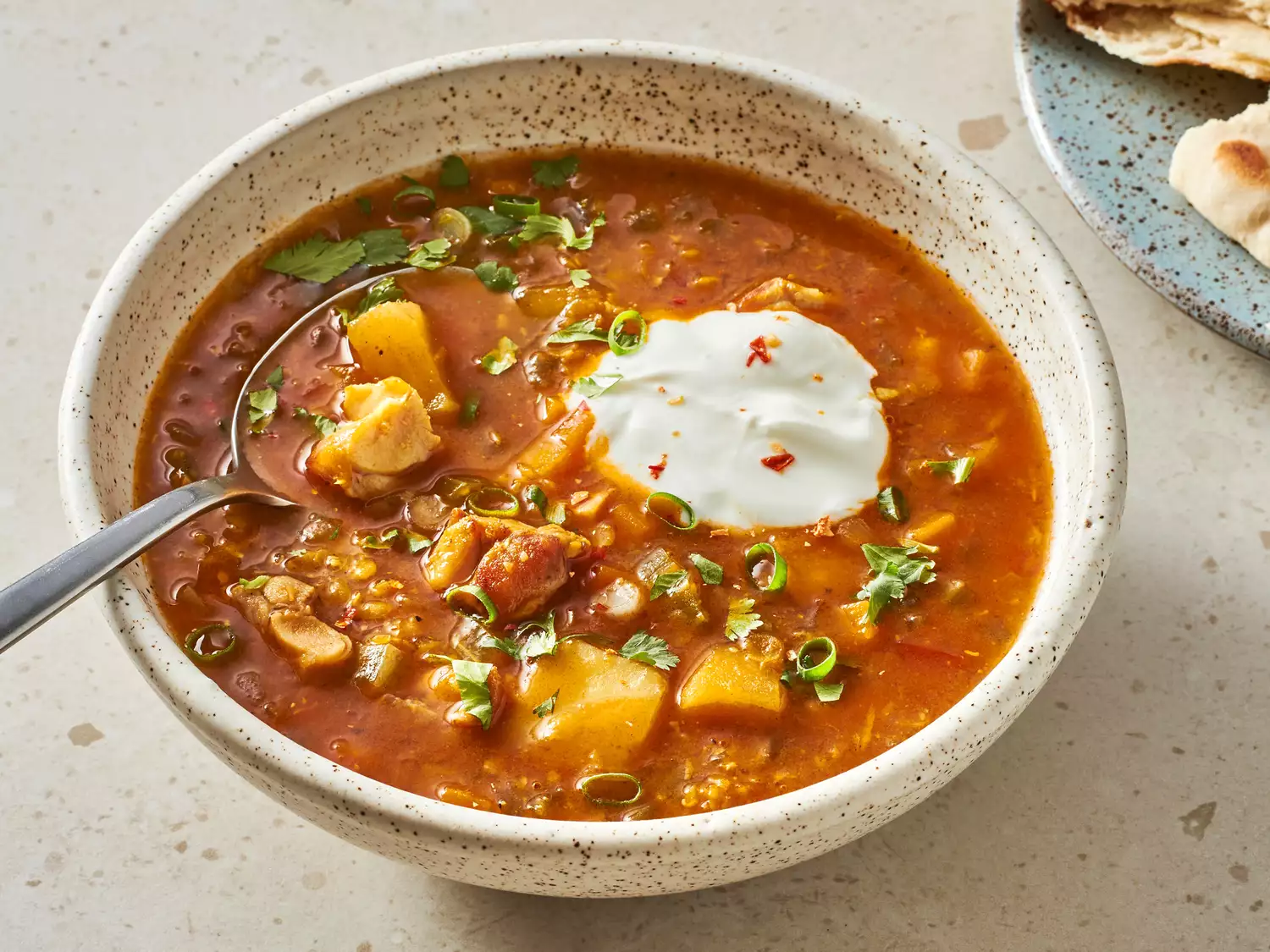 Mulligatawny Soup in a bowl.
