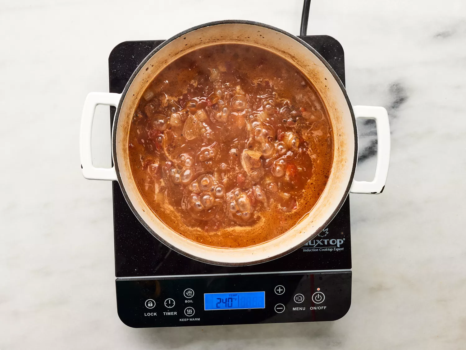 meat and onions simmering on low