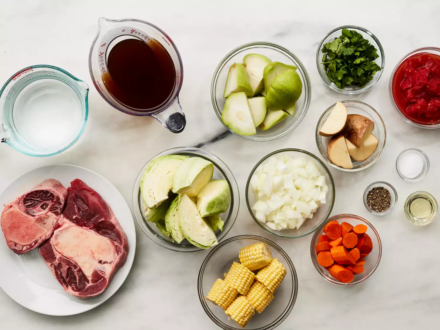 ingredients gathered to make Caldo de Res