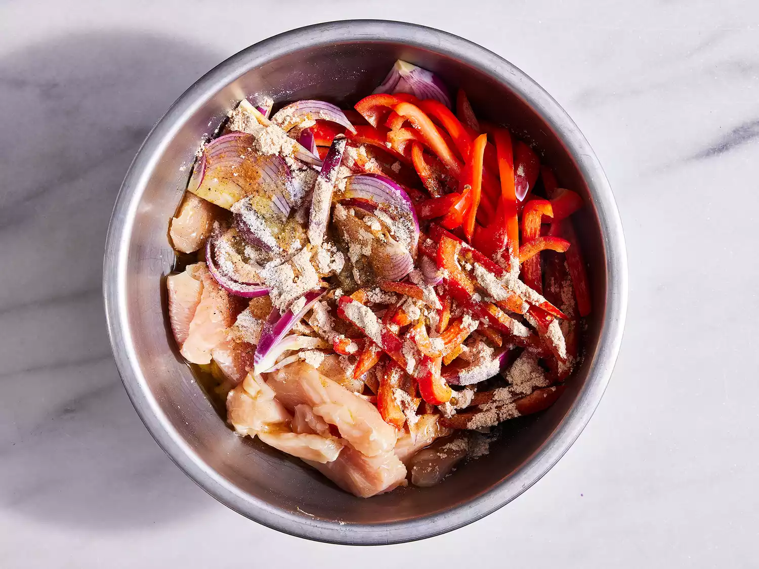 Mix together the rest of the ingredients in a bowl until evenly coated. 