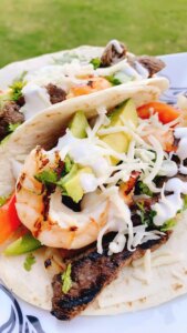Easy steak and shrimp fajitas