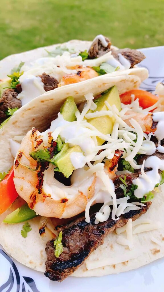 Easy steak and shrimp fajitas