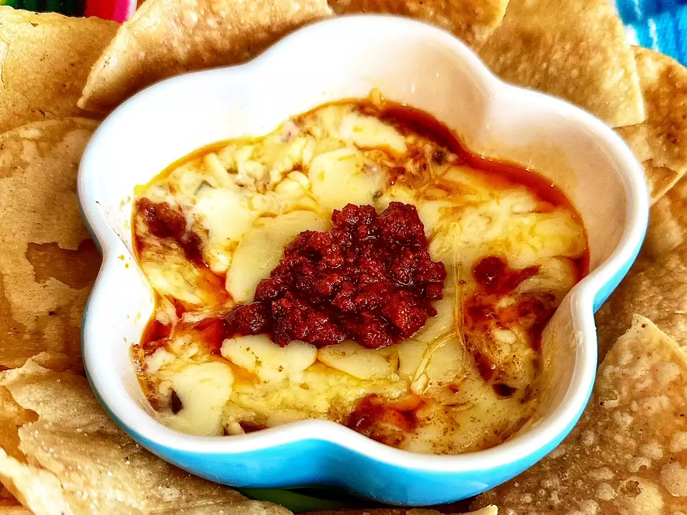 Queso fundido with chips