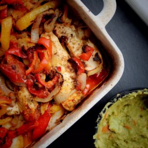 Quick and easy baked chicken fajitas