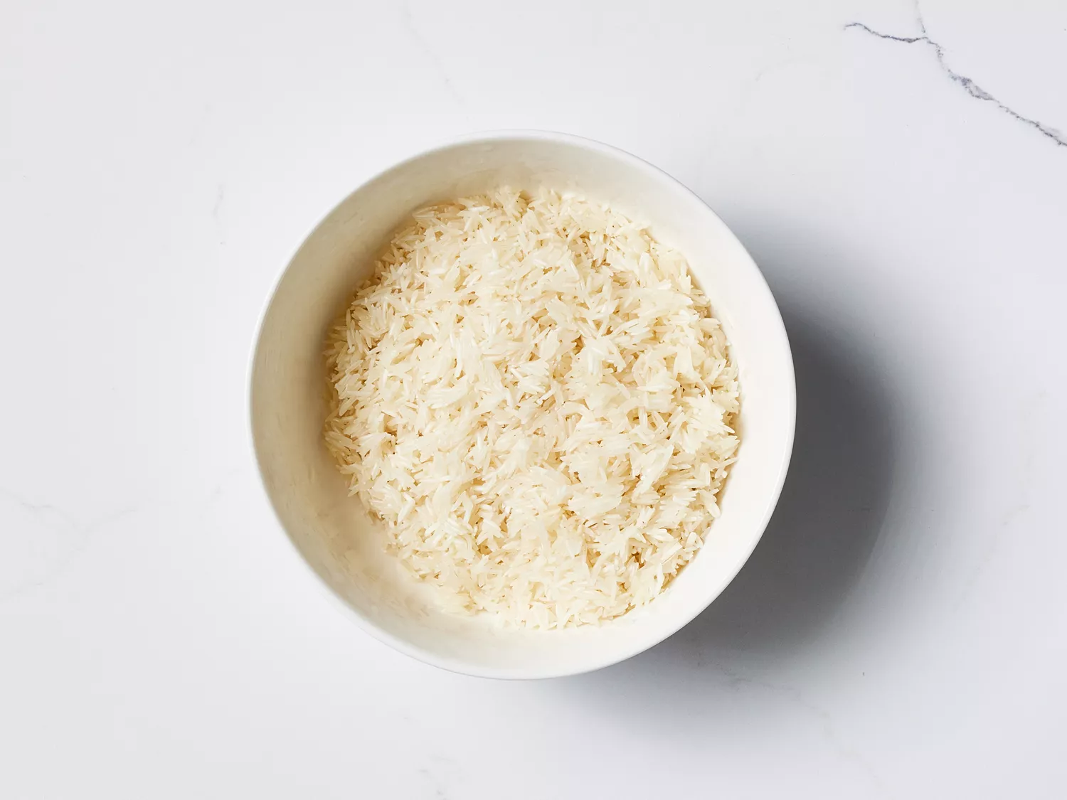 White rice in a white bowl 