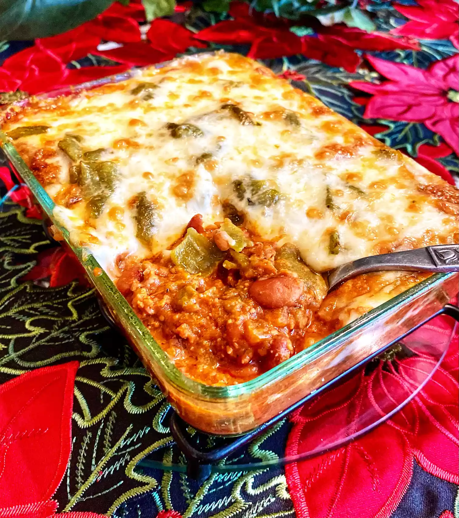 Pinto bean casserole with hatch chiles