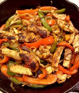 Cast iron chicken fajitas
