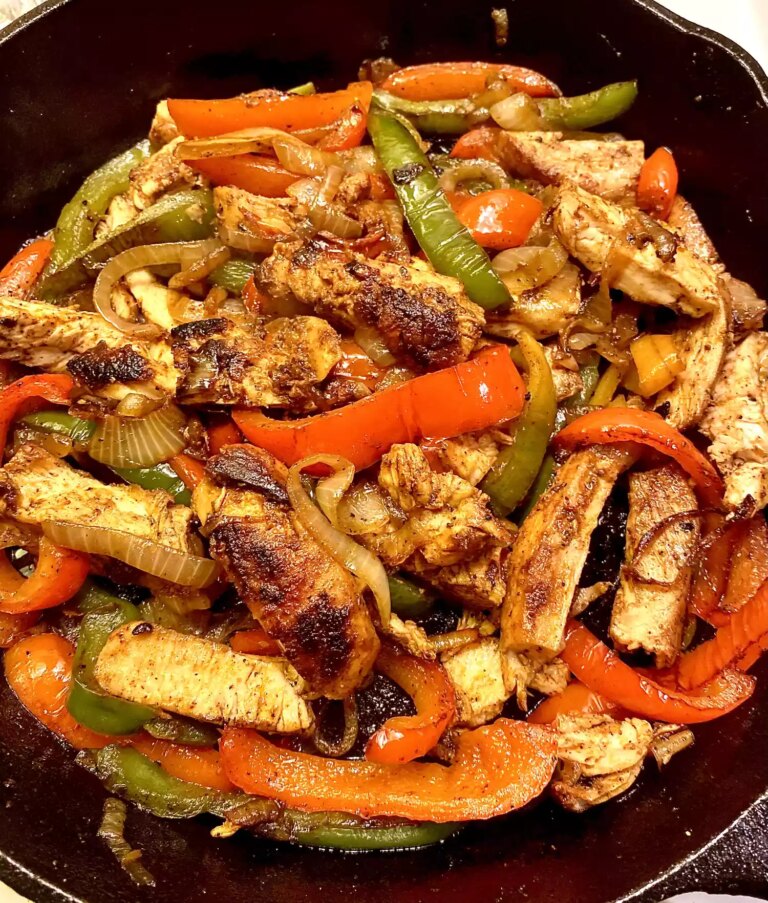 Cast iron chicken fajitas