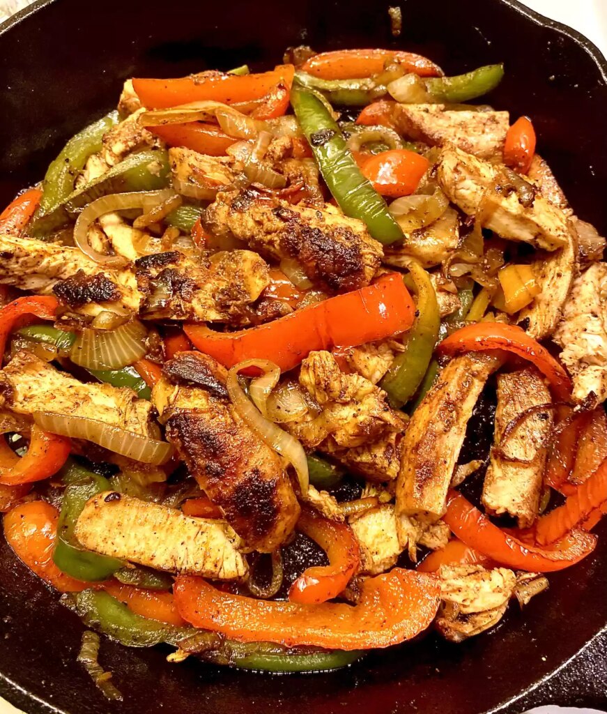 Cast iron chicken fajitas