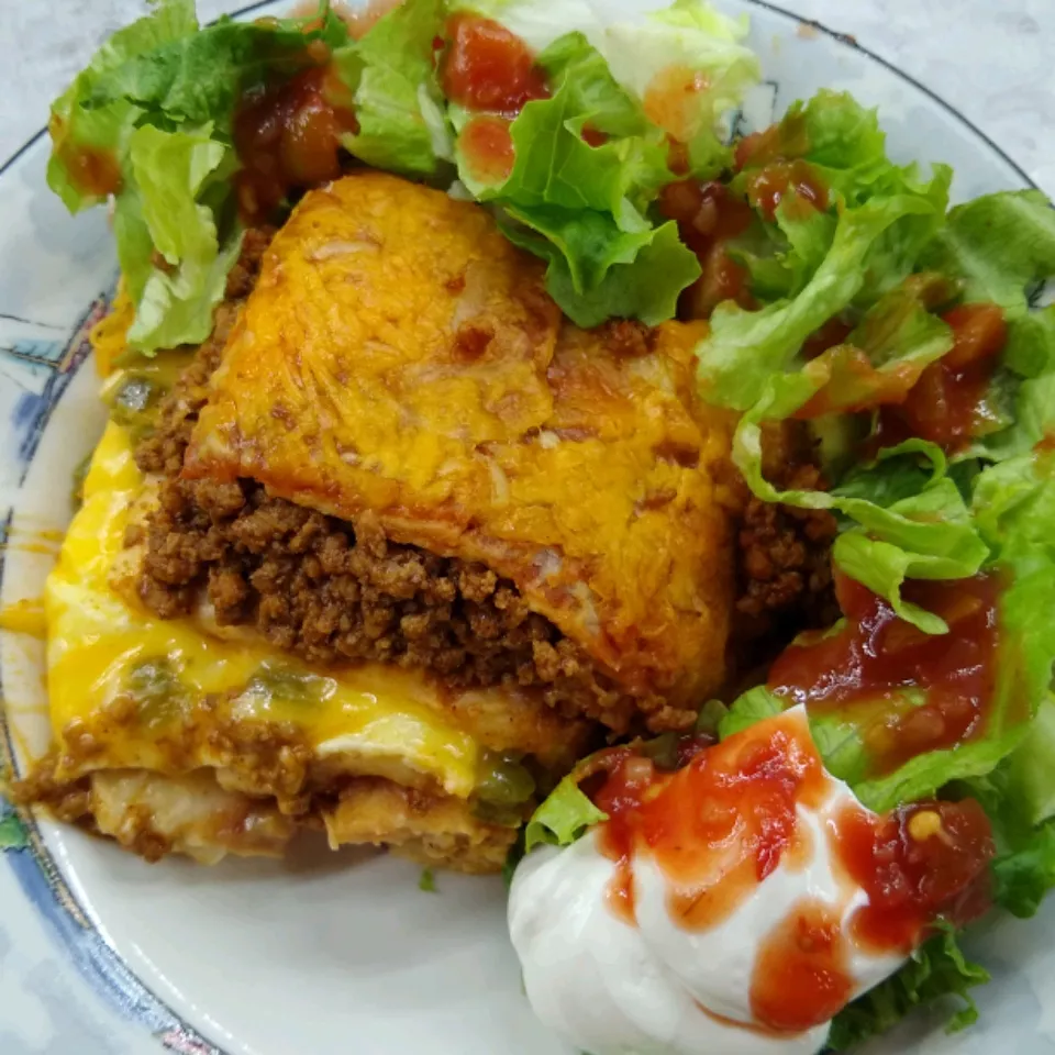 Mexican lasagna with cactus