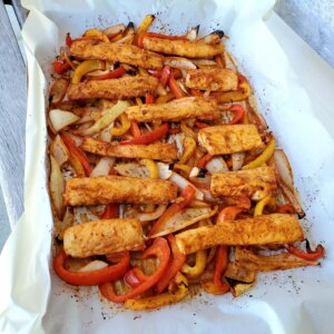 Sheet pan mahi mahi fajitas