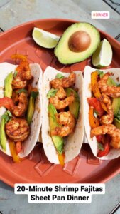 20 minute shrimp fajitas sheet pan dinner