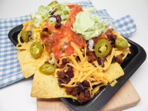 Vegetarian nachos supreme for two