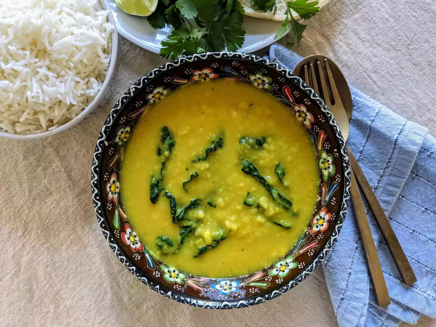 Indian kale and moong dal