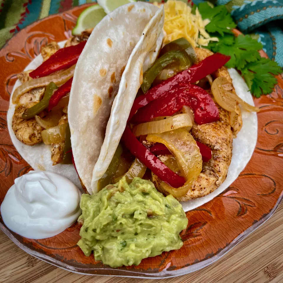 Oven baked chicken fajitas