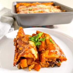 Black bean and butternut squash enchilada casserole