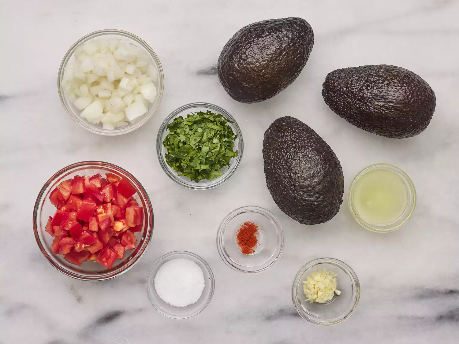 Ingredients to make guacamole