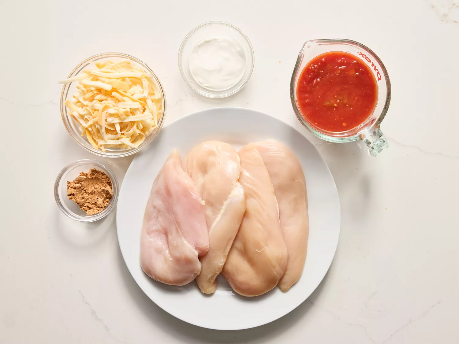 Ingredients to make salsa chicken