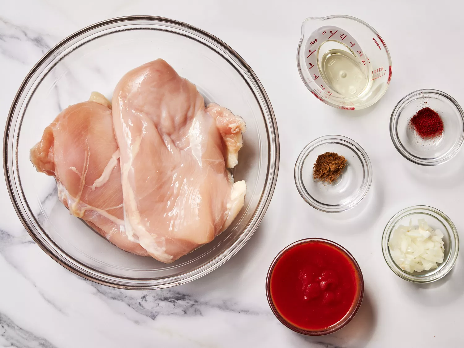 Ingredients to make Sarah's easy shredded chicken taco filling