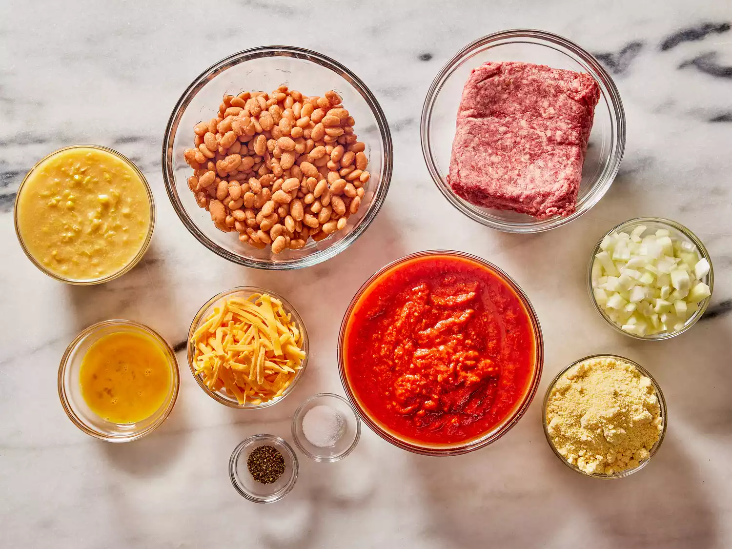 Ingredients to make easy tamale casserole