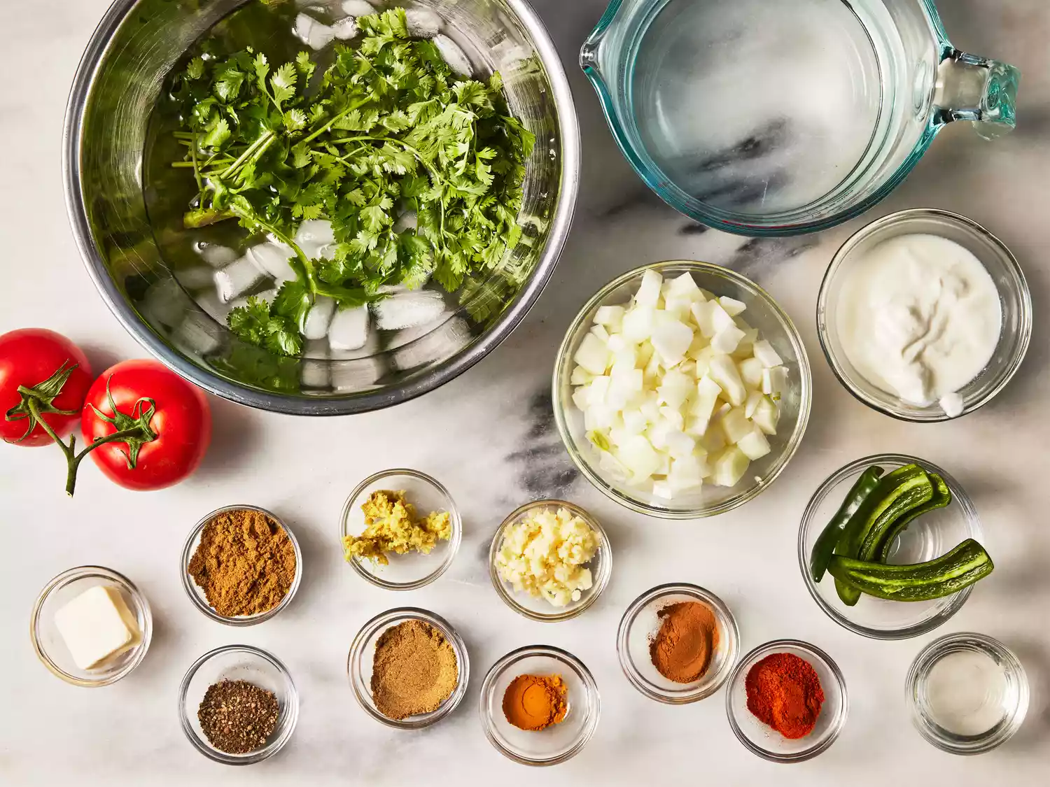 Ingredients to make basic curry sauce