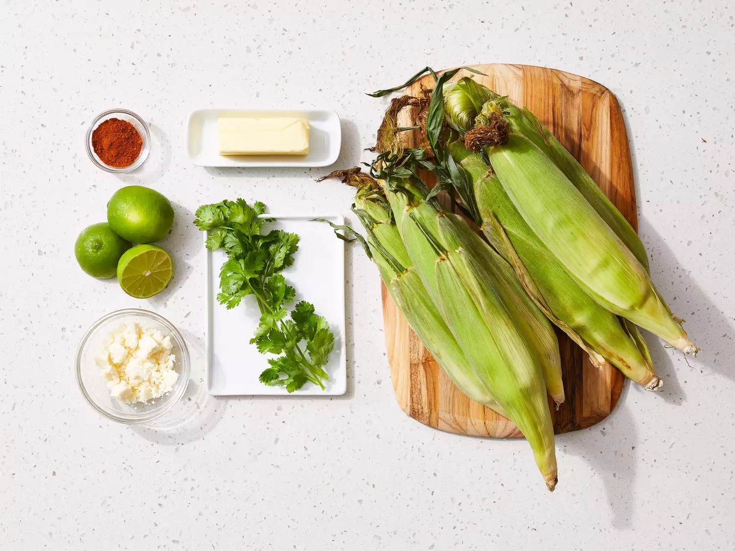 Ingredients to make Mexican street corn