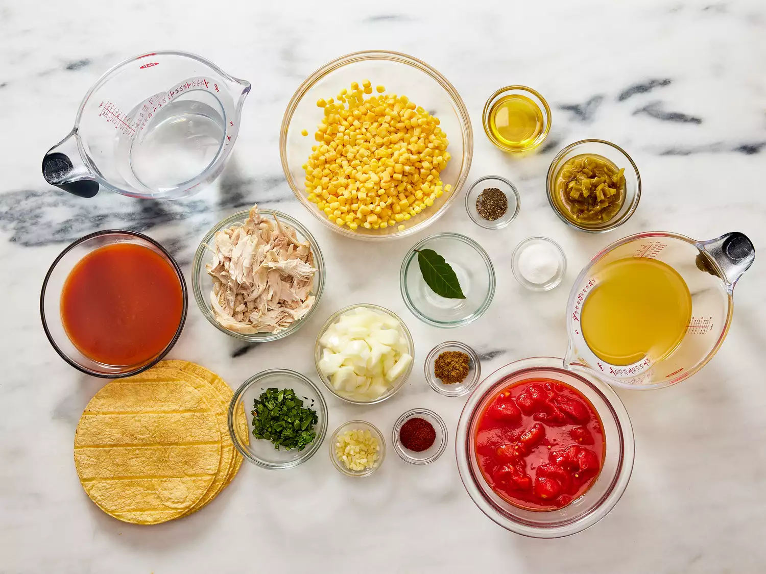 Ingredients to make slow cooker chicken tortilla soup
