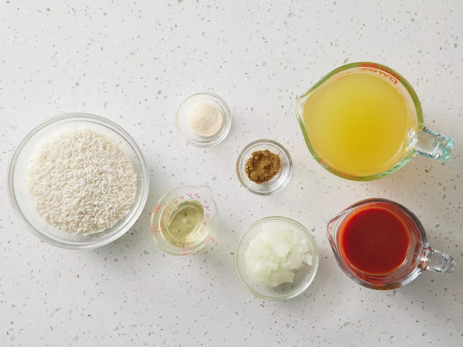 Ingredients to make Mexican rice