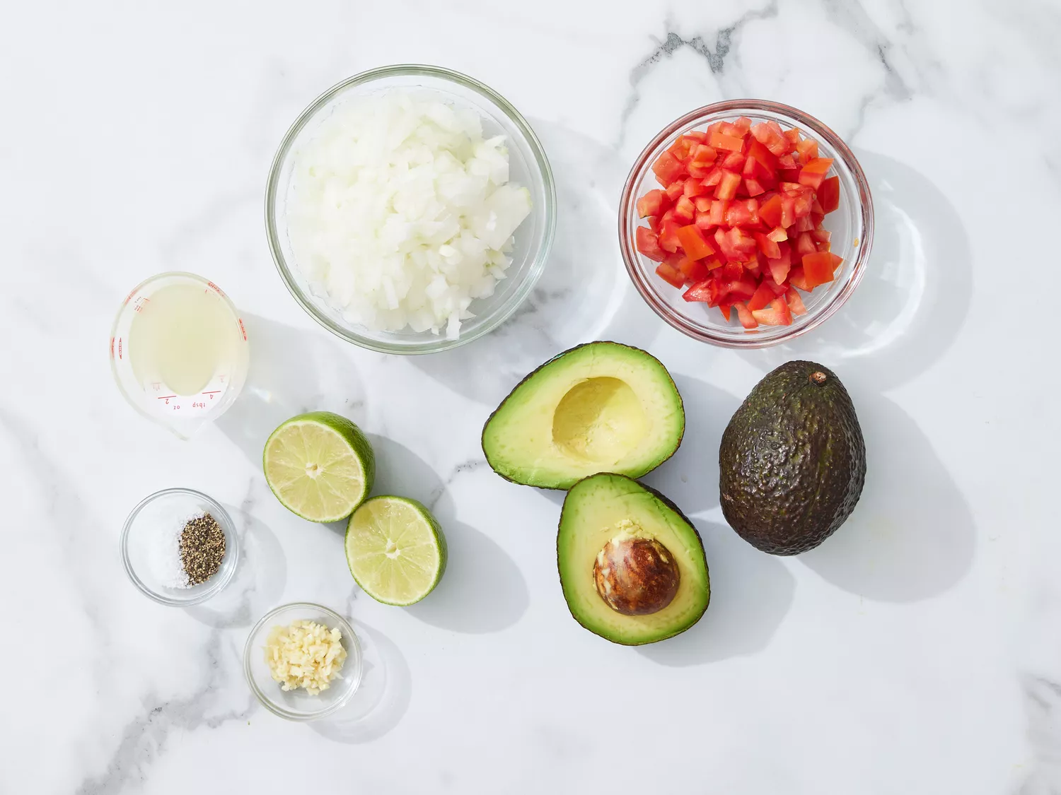 Ingredients to make easy guacamole