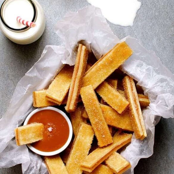 Baked Apple Pie Fries with Salted Caramel Dipping Sauce Recipe