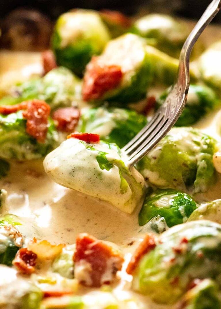 Sautéed Brussels Sprouts in Carbonara Sauce Recipe
