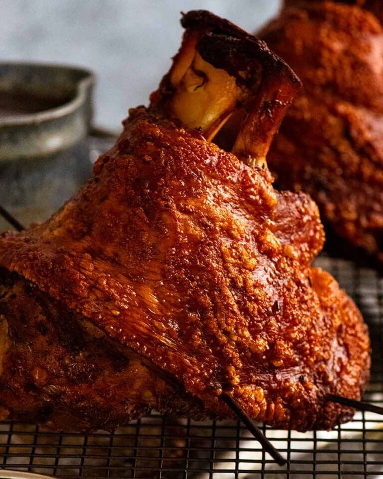 Crispy German Pork Knuckle (Schweinshaxe) with Beer Gravy Recipe