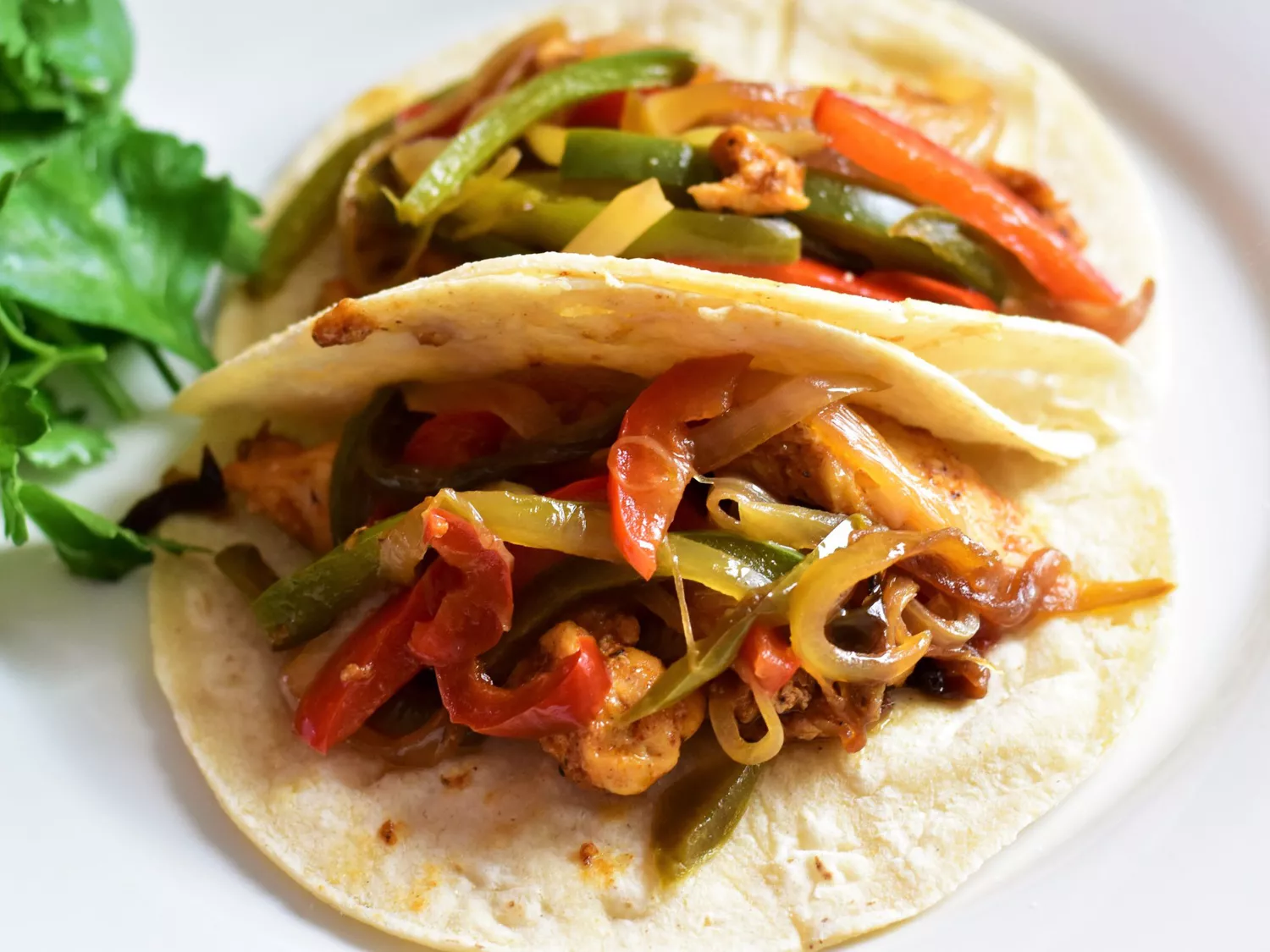 Chicken fajitas in tortilla