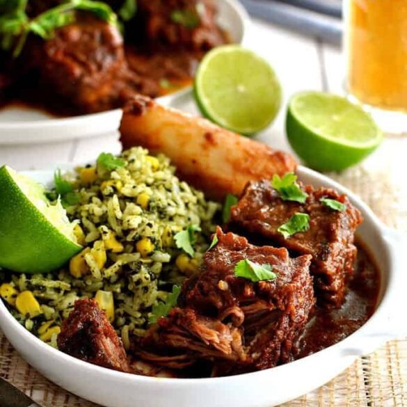 Fiery Fall Apart Mexican Beef Ribs with Green Mexican Rice Recipe