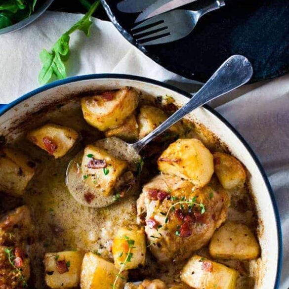 Baked Honey Mustard Chicken with Potatoes & Bacon Recipe