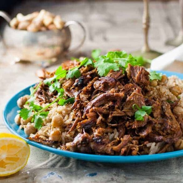 Middle Eastern Shredded Lamb with Chickpea Pilaf (Rice) Recipe