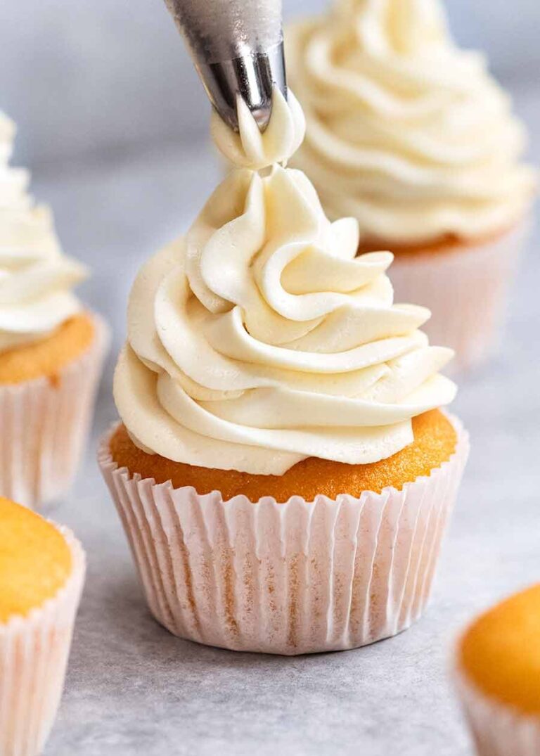My Secret, Less-Sweet Fluffy Vanilla Frosting Recipe