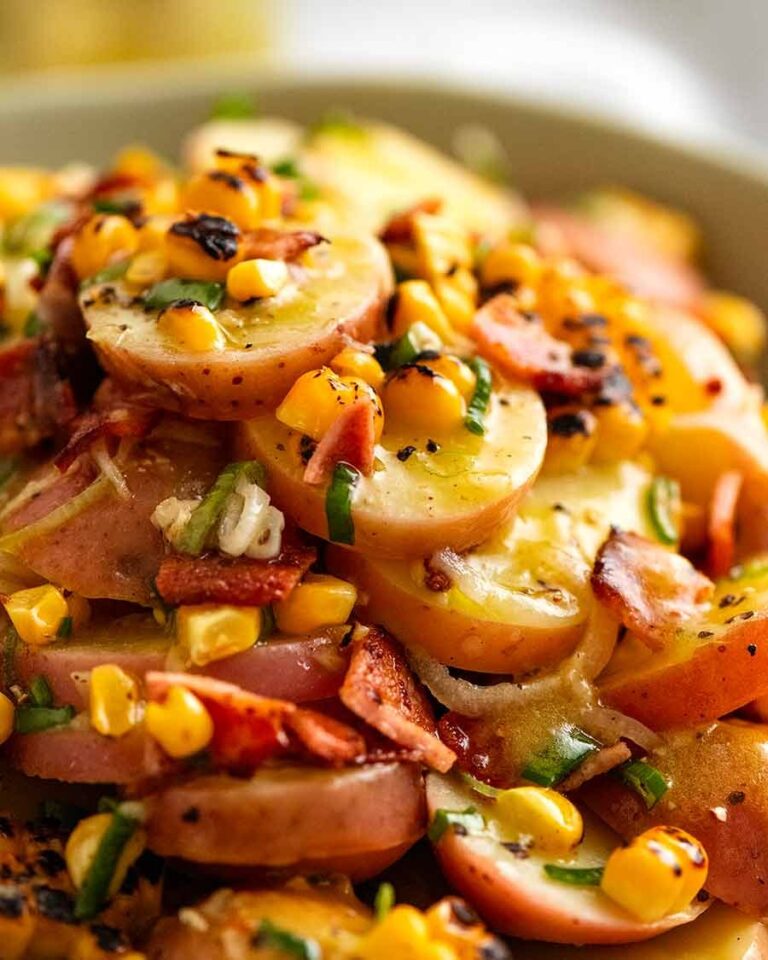 Red Potato Salad with Bacon and Corn (no mayo!) Recipe