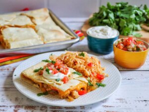 Sheet pan chicken fajita quesadillas